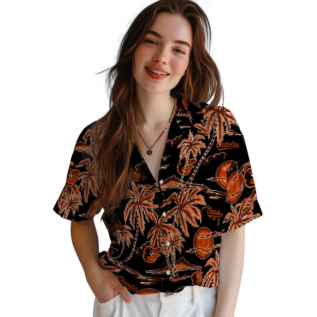 Baltimore Orioles Hawaiian Shirt - Palm Sunset | Moonbestprint