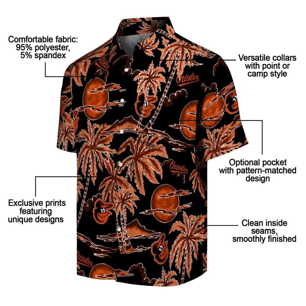Baltimore Orioles Hawaiian Shirt - Palm Sunset | Moonbestprint