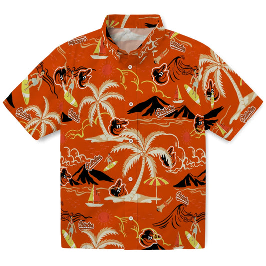 Baltimore Orioles Hawaiian Shirt - Palm Tree Island | Moonbestprint