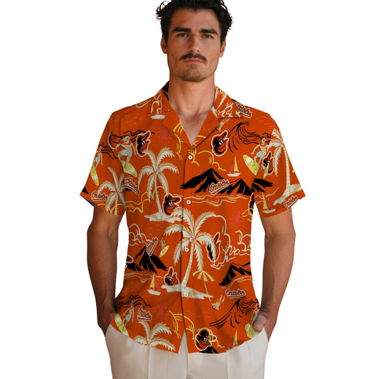 Baltimore Orioles Hawaiian Shirt - Palm Tree Island | Moonbestprint