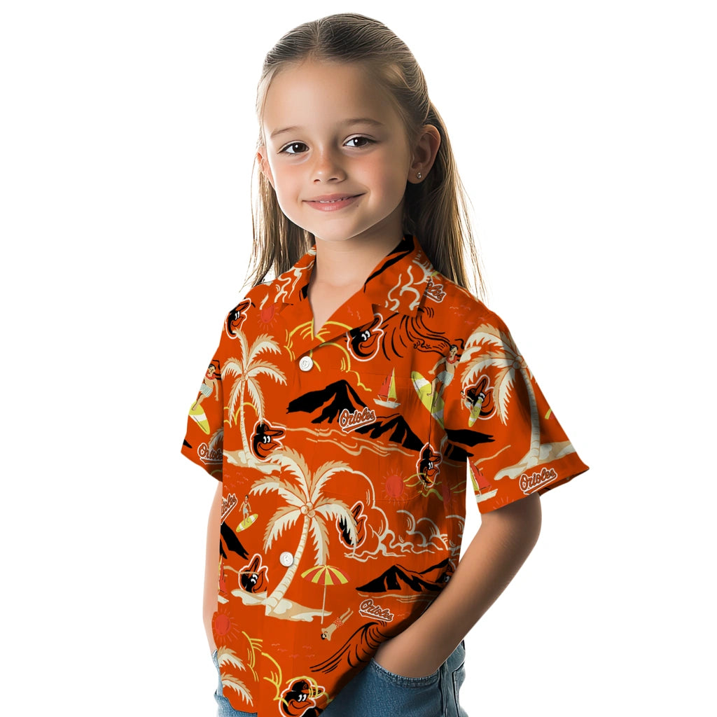 Baltimore Orioles Hawaiian Shirt - Palm Tree Island | Moonbestprint