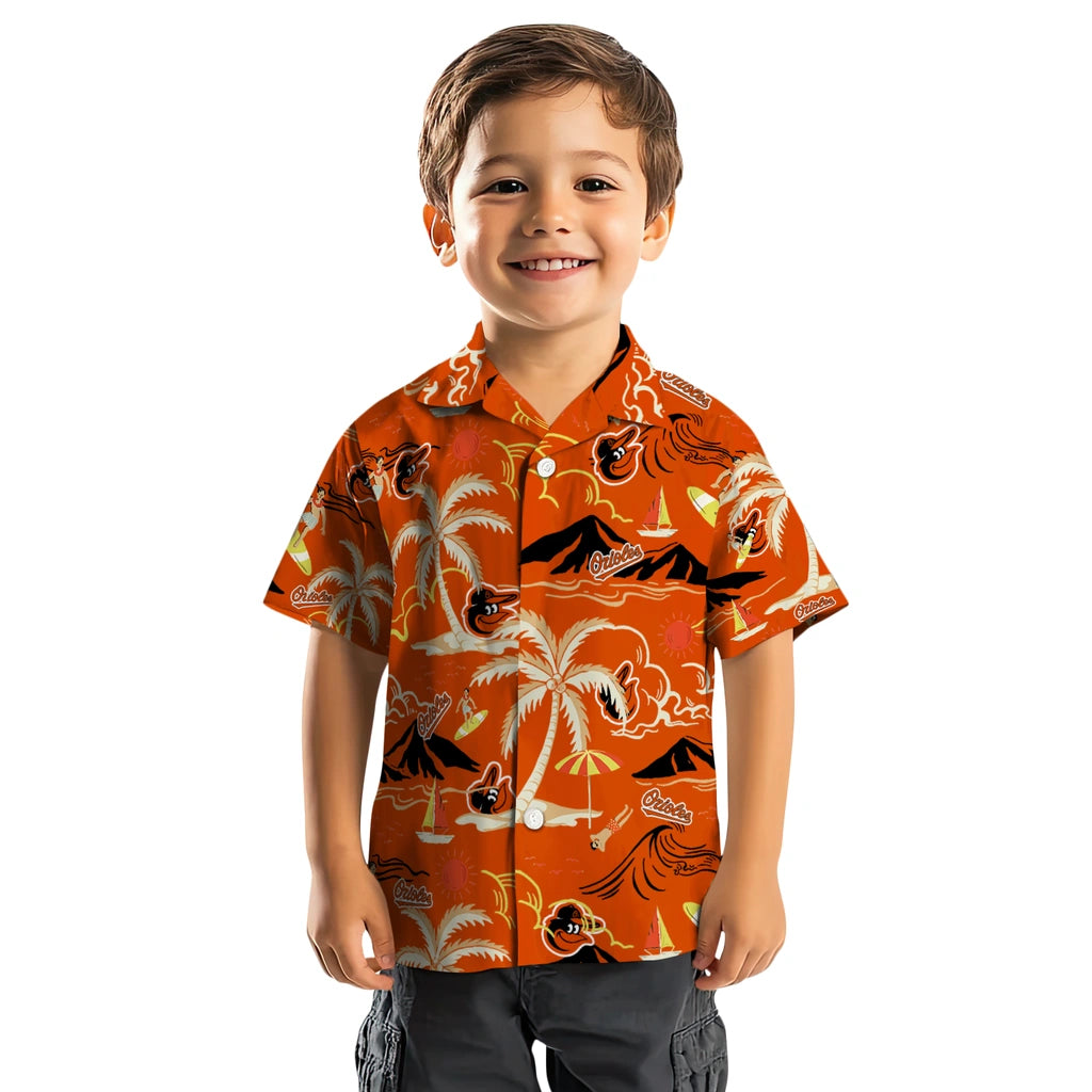 Baltimore Orioles Hawaiian Shirt - Palm Tree Island | Moonbestprint