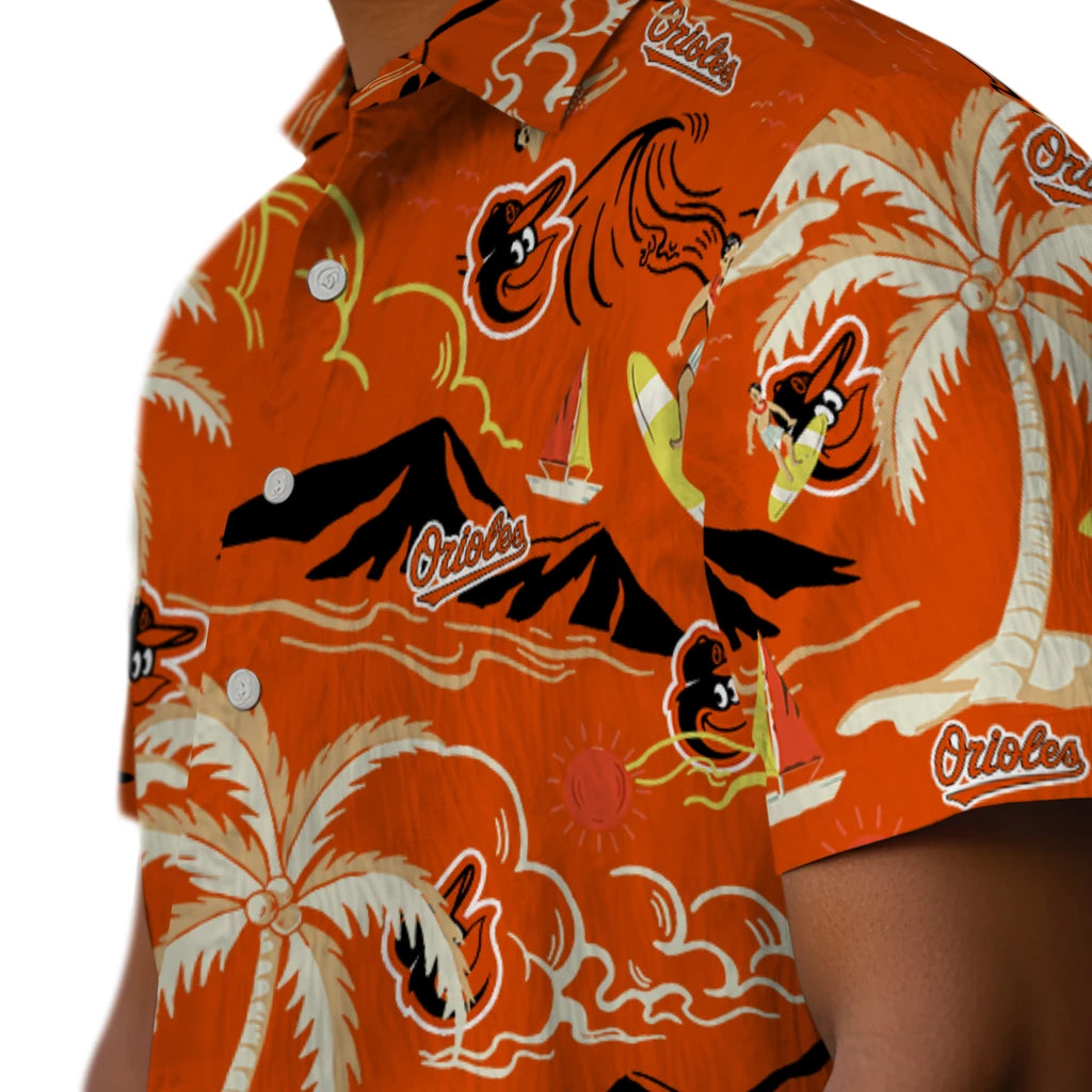 Baltimore Orioles Hawaiian Shirt - Palm Tree Island | Moonbestprint