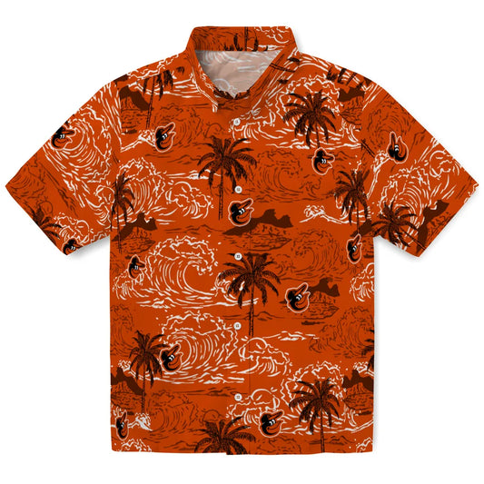 Baltimore Orioles Hawaiian Shirt - Wave Palm | Moonbestprint