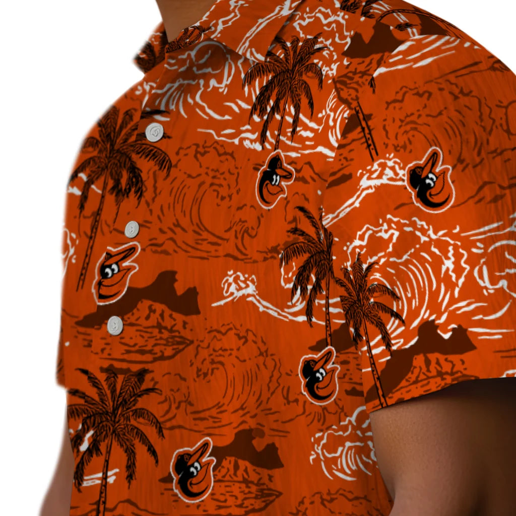 Baltimore Orioles Hawaiian Shirt - Wave Palm | Moonbestprint