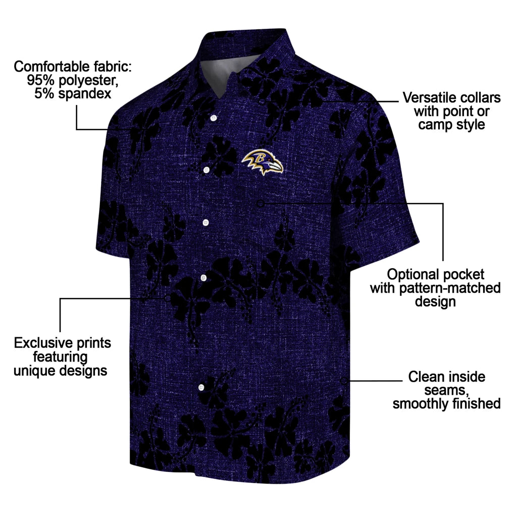 Baltimore Ravens Hawaiian Shirt - 50th State Flower | Moonbestprint