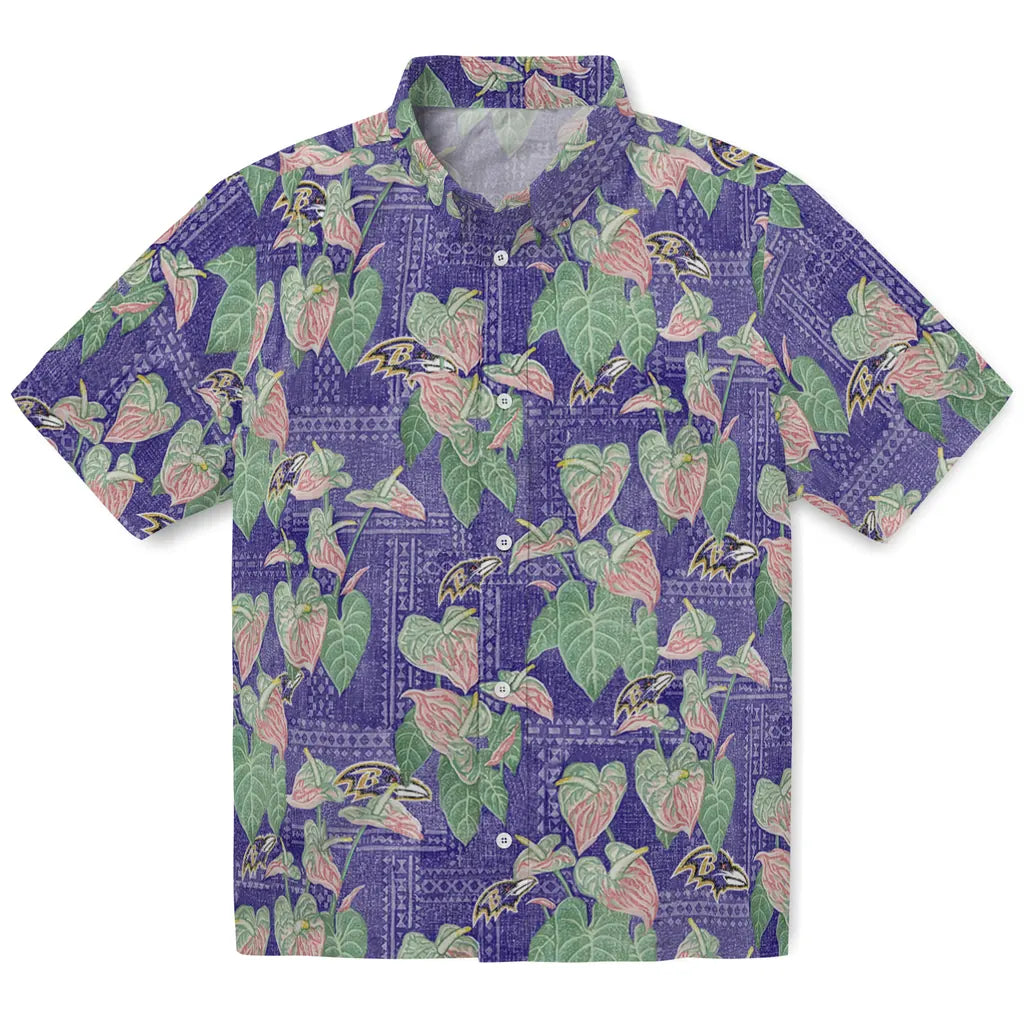 Baltimore Ravens Hawaiian Shirt - Anthurium Overlay | Moonbestprint