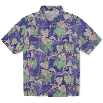Baltimore Ravens Hawaiian Shirt - Anthurium Overlay | Moonbestprint