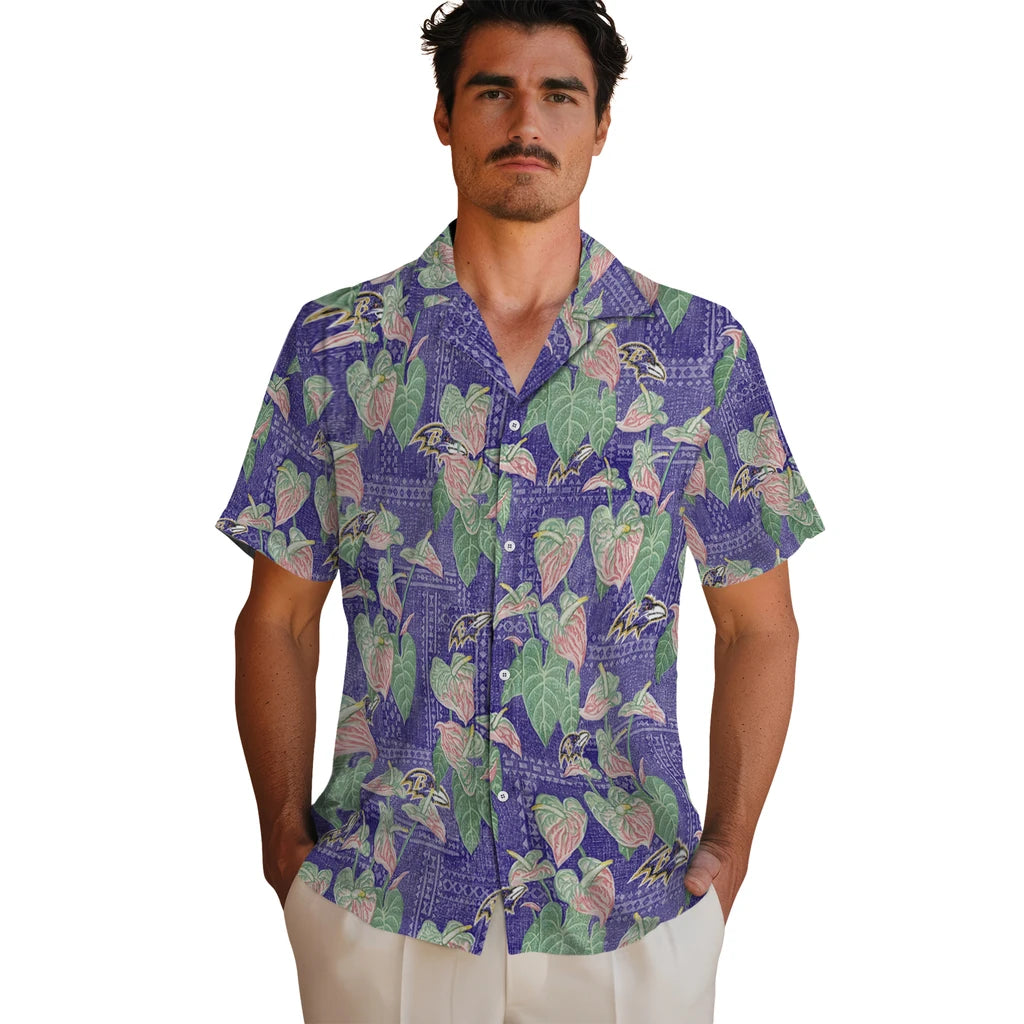 Baltimore Ravens Hawaiian Shirt - Anthurium Overlay | Moonbestprint