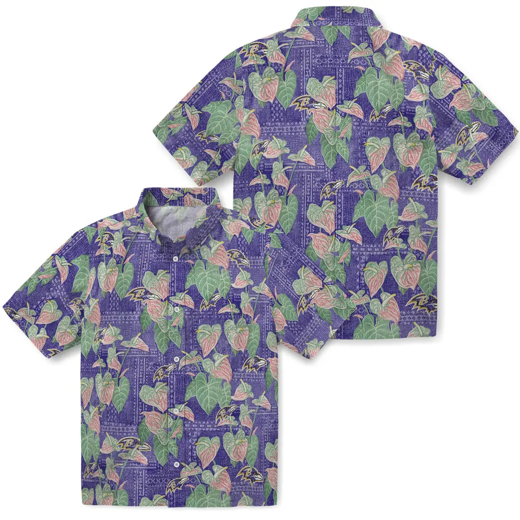 Baltimore Ravens Hawaiian Shirt - Anthurium Overlay | Moonbestprint