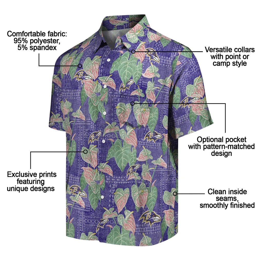 Baltimore Ravens Hawaiian Shirt - Anthurium Overlay | Moonbestprint