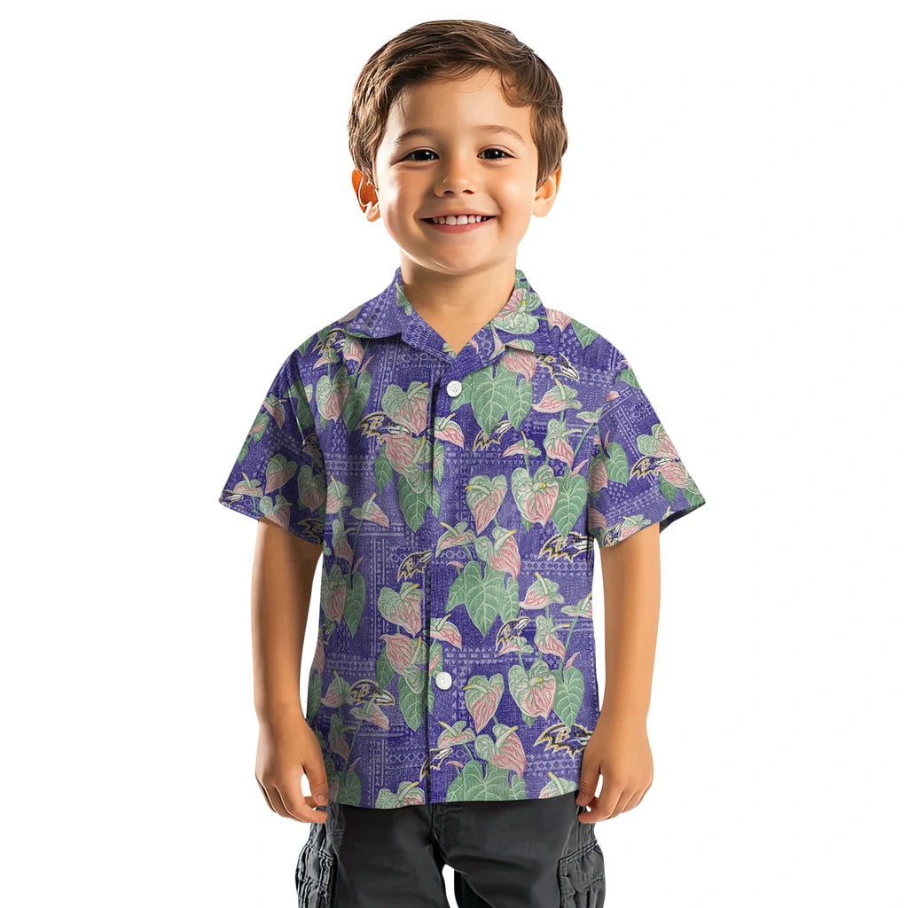 Baltimore Ravens Hawaiian Shirt - Anthurium Overlay | Moonbestprint