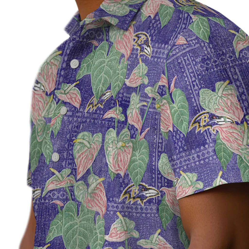 Baltimore Ravens Hawaiian Shirt - Anthurium Overlay | Moonbestprint