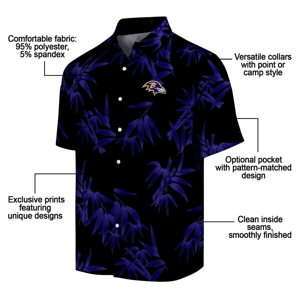 Baltimore Ravens Hawaiian Shirt - Bamboo Branches | Moonbestprint