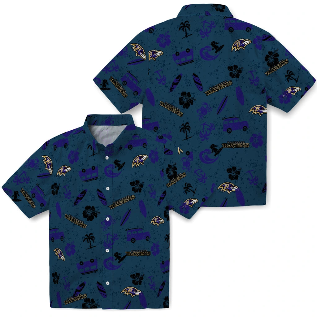 Baltimore Ravens Hawaiian Shirt - Beach Vibe | Moonbestprint