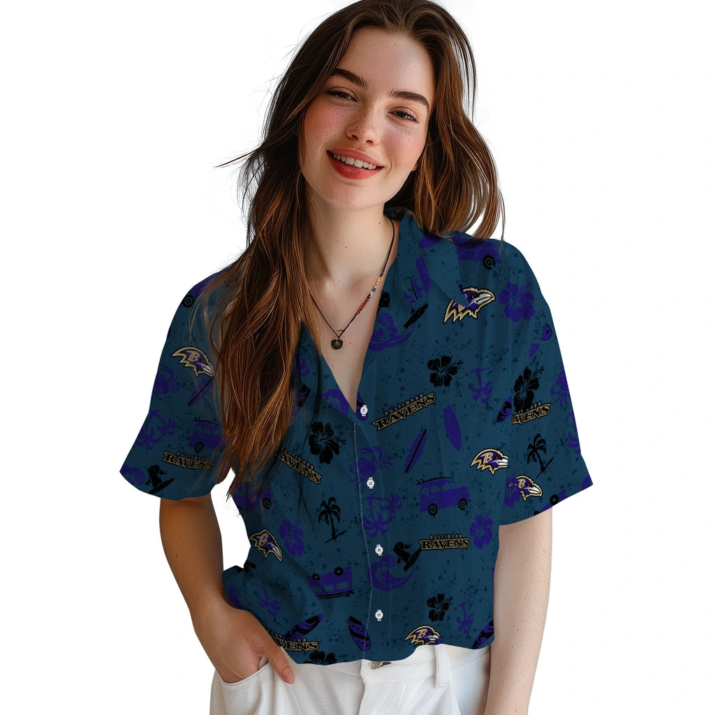 Baltimore Ravens Hawaiian Shirt - Beach Vibe | Moonbestprint