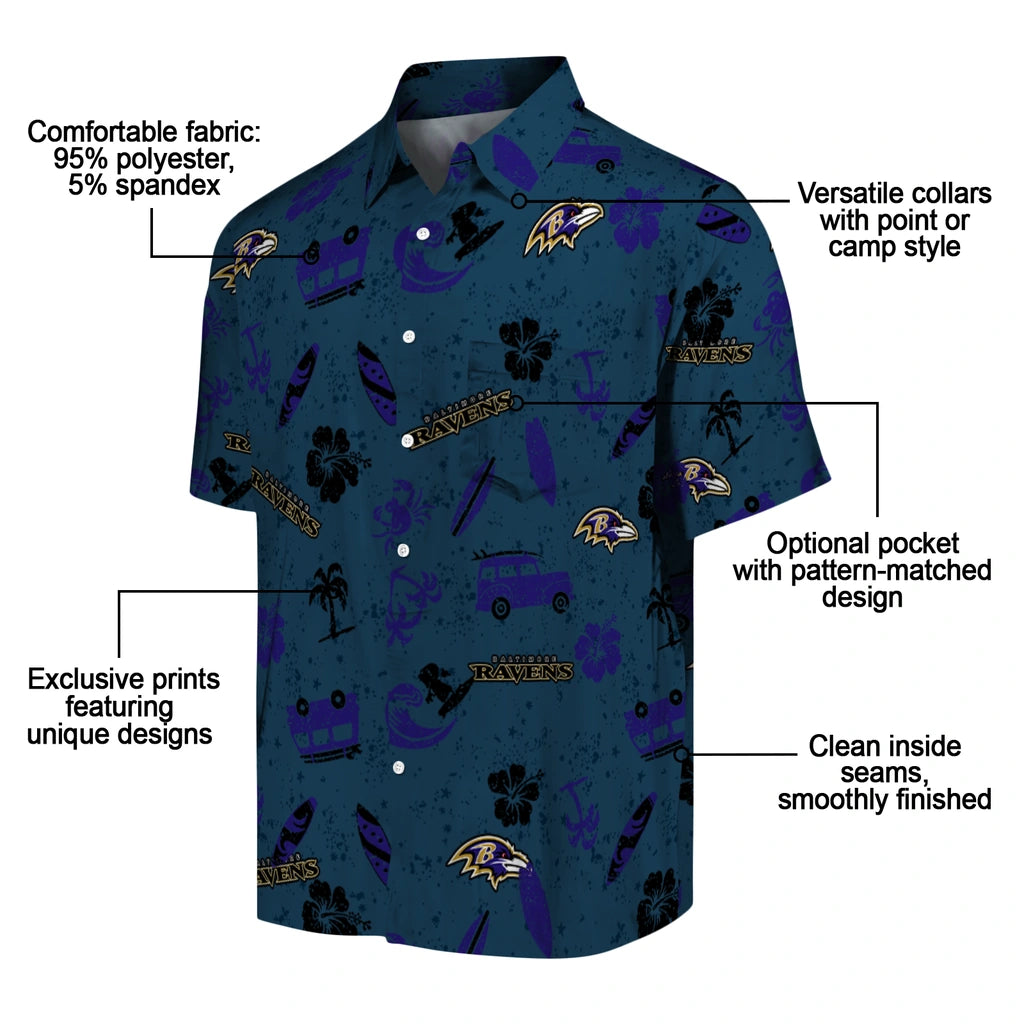 Baltimore Ravens Hawaiian Shirt - Beach Vibe | Moonbestprint
