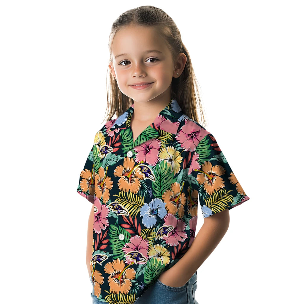 Baltimore Ravens Hawaiian Shirt - Brilliant Hibiscus Garden | Moonbestprint