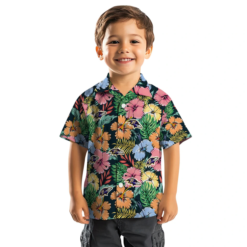 Baltimore Ravens Hawaiian Shirt - Brilliant Hibiscus Garden | Moonbestprint