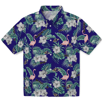 Baltimore Ravens Hawaiian Shirt - Flamingo and Hibiscus | Moonbestprint