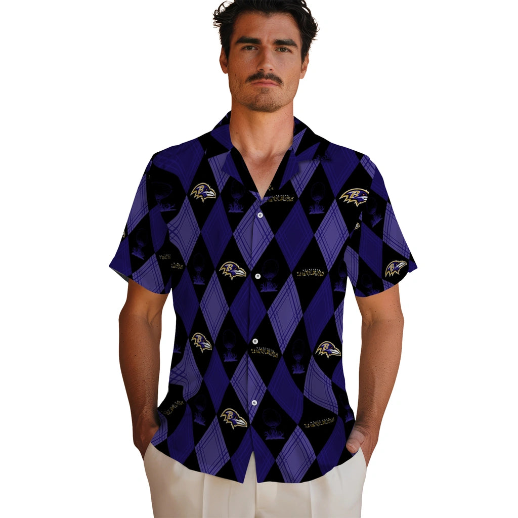 Baltimore Ravens Hawaiian Shirt - Golfing Plaid | Moonbestprint