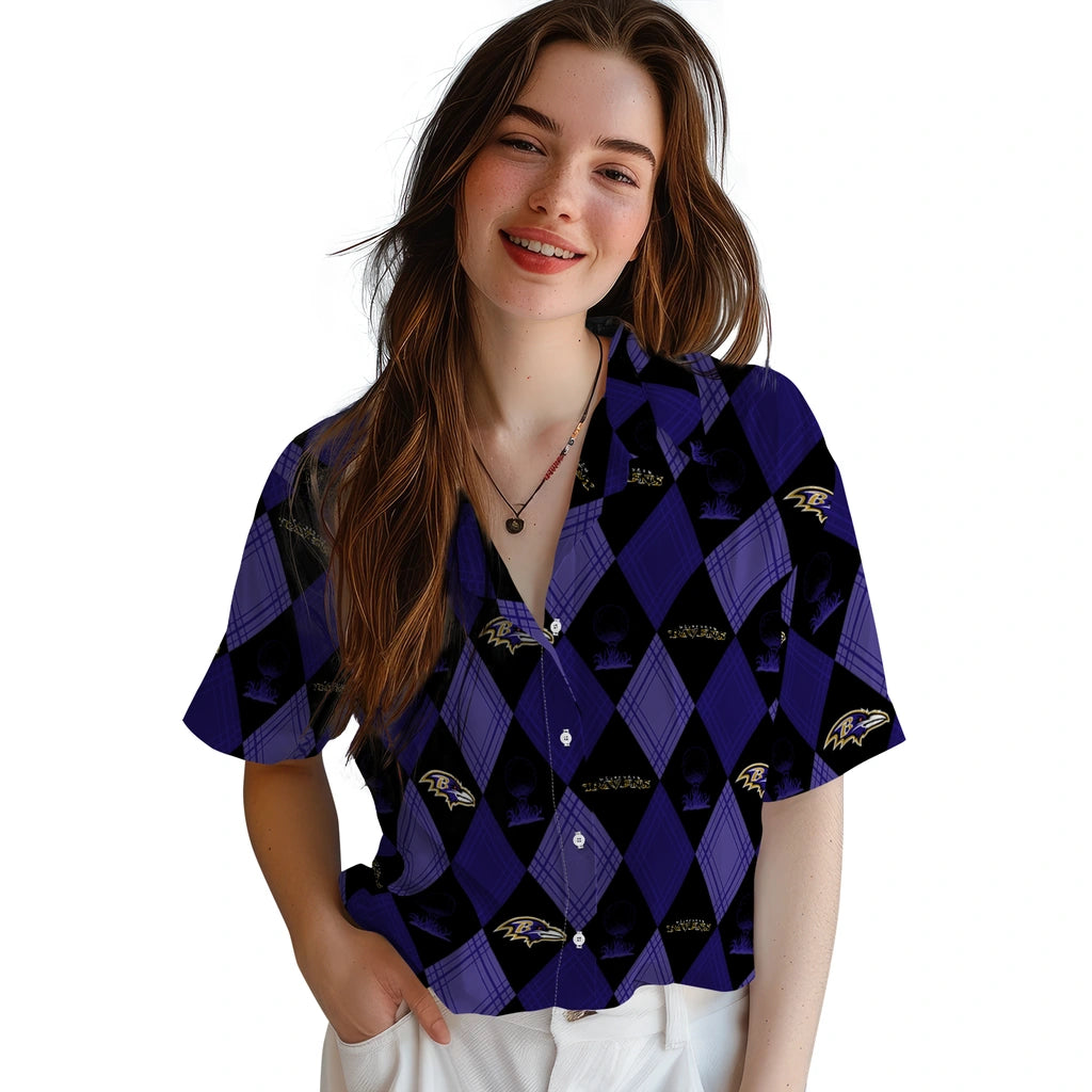 Baltimore Ravens Hawaiian Shirt - Golfing Plaid | Moonbestprint