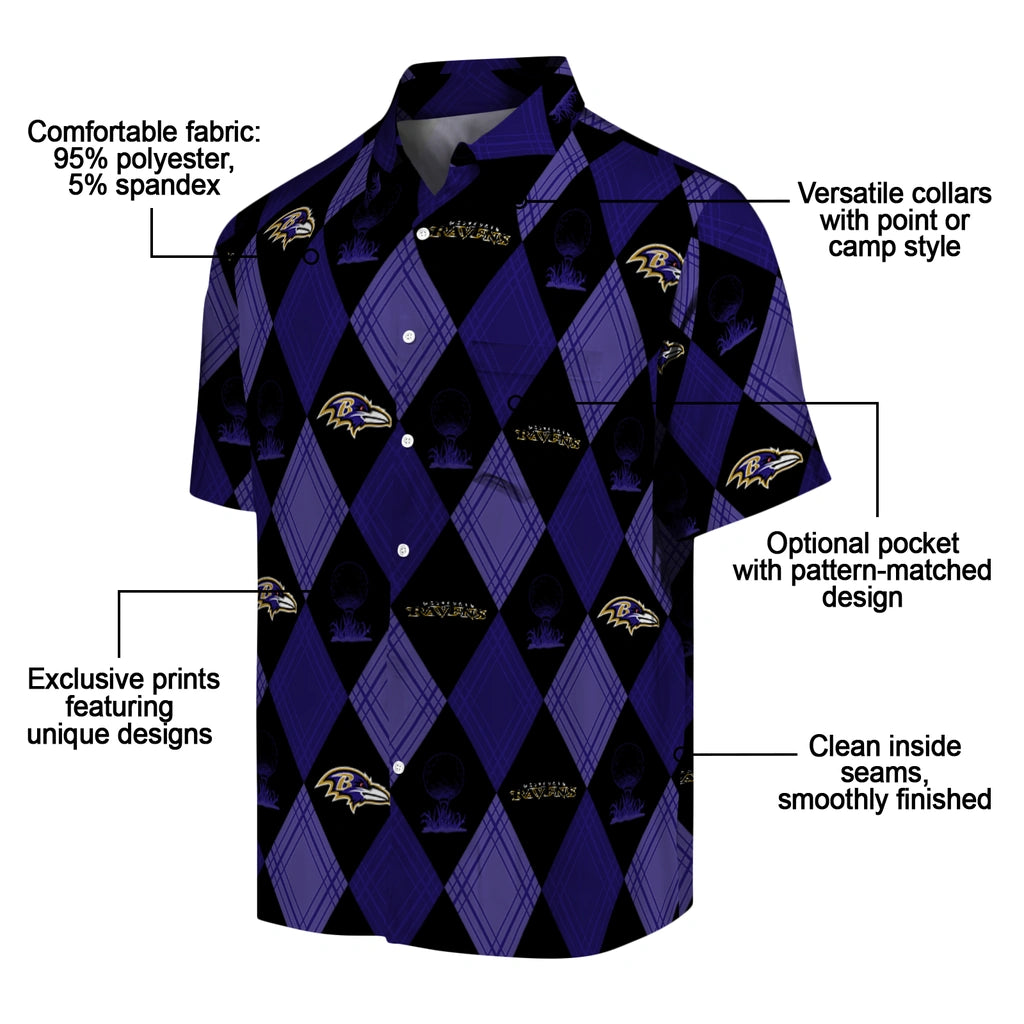 Baltimore Ravens Hawaiian Shirt - Golfing Plaid | Moonbestprint