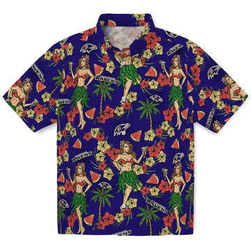 Baltimore Ravens Hawaiian Shirt - Hawaiian Girls Design | Moonbestprint