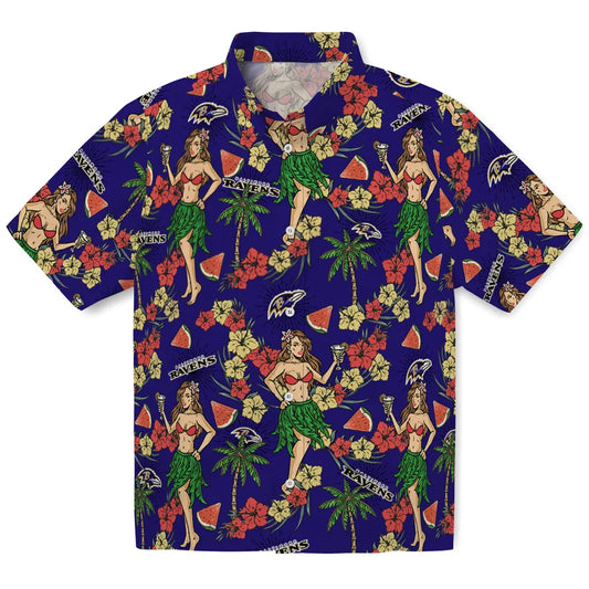 Baltimore Ravens Hawaiian Shirt - Hawaiian Girls Design | Moonbestprint