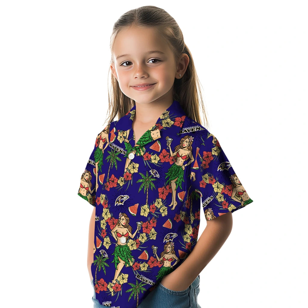 Baltimore Ravens Hawaiian Shirt - Hawaiian Girls Design | Moonbestprint