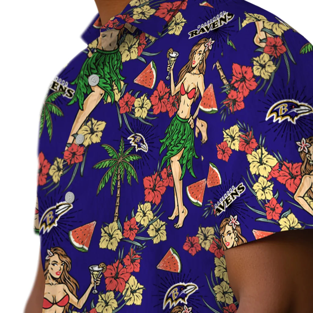 Baltimore Ravens Hawaiian Shirt - Hawaiian Girls Design | Moonbestprint