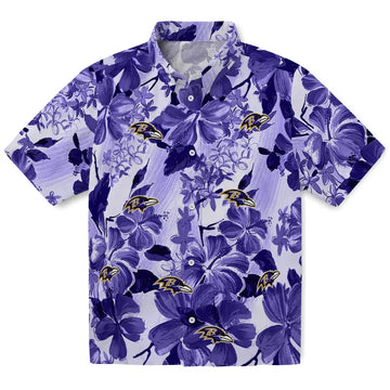 Baltimore Ravens Hawaiian Shirt - Hibiscus Arrangement | Moonbestprint