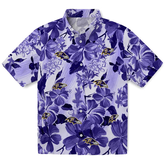 Baltimore Ravens Hawaiian Shirt - Hibiscus Arrangement | Moonbestprint