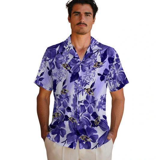 Baltimore Ravens Hawaiian Shirt - Hibiscus Arrangement | Moonbestprint