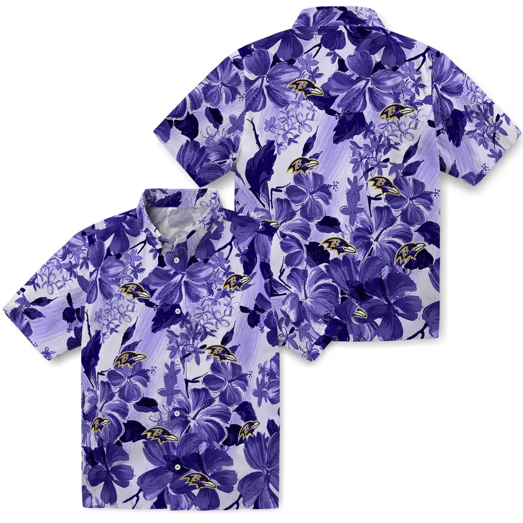 Baltimore Ravens Hawaiian Shirt - Hibiscus Arrangement | Moonbestprint