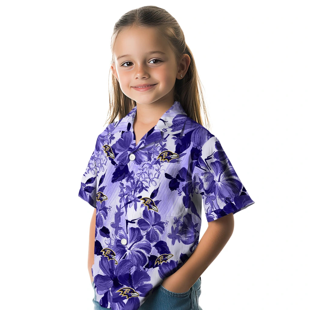 Baltimore Ravens Hawaiian Shirt - Hibiscus Arrangement | Moonbestprint