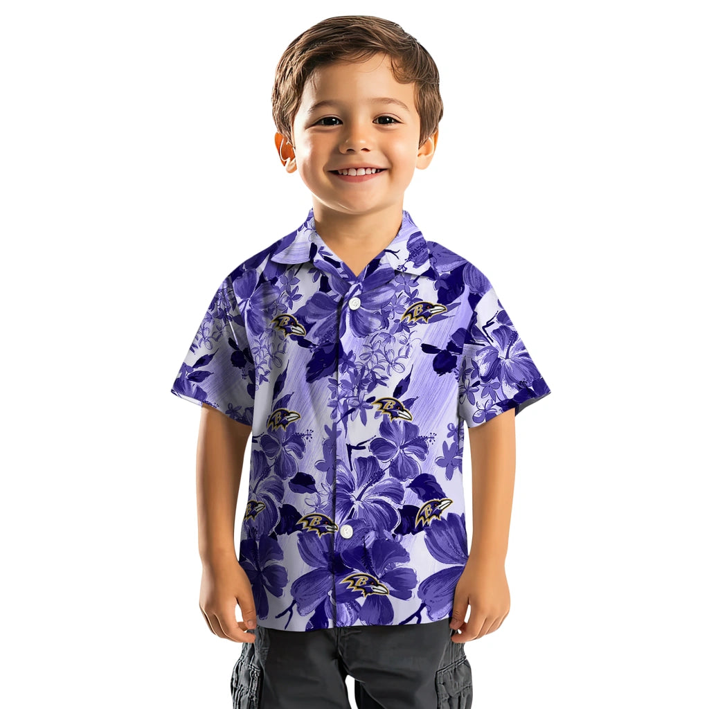Baltimore Ravens Hawaiian Shirt - Hibiscus Arrangement | Moonbestprint
