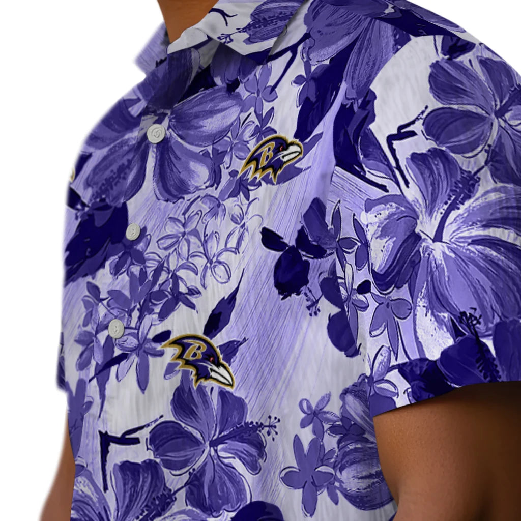 Baltimore Ravens Hawaiian Shirt - Hibiscus Arrangement | Moonbestprint