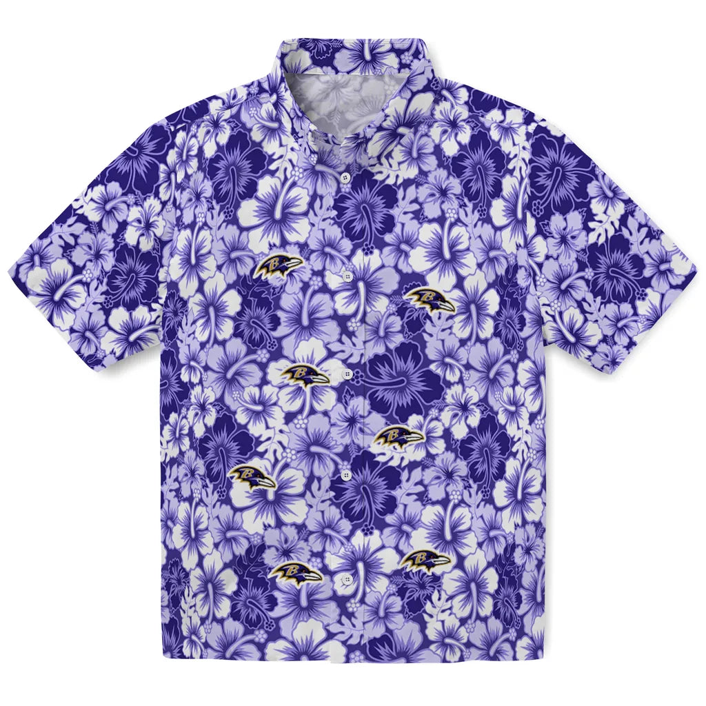 Baltimore Ravens Hawaiian Shirt - Hibiscus Blooms | Moonbestprint