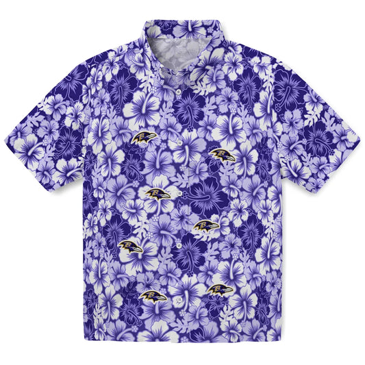 Baltimore Ravens Hawaiian Shirt - Hibiscus Blooms | Moonbestprint
