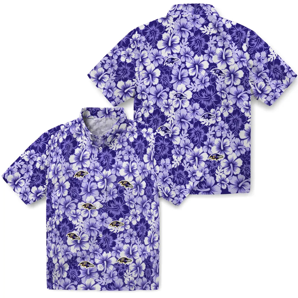 Baltimore Ravens Hawaiian Shirt - Hibiscus Blooms | Moonbestprint