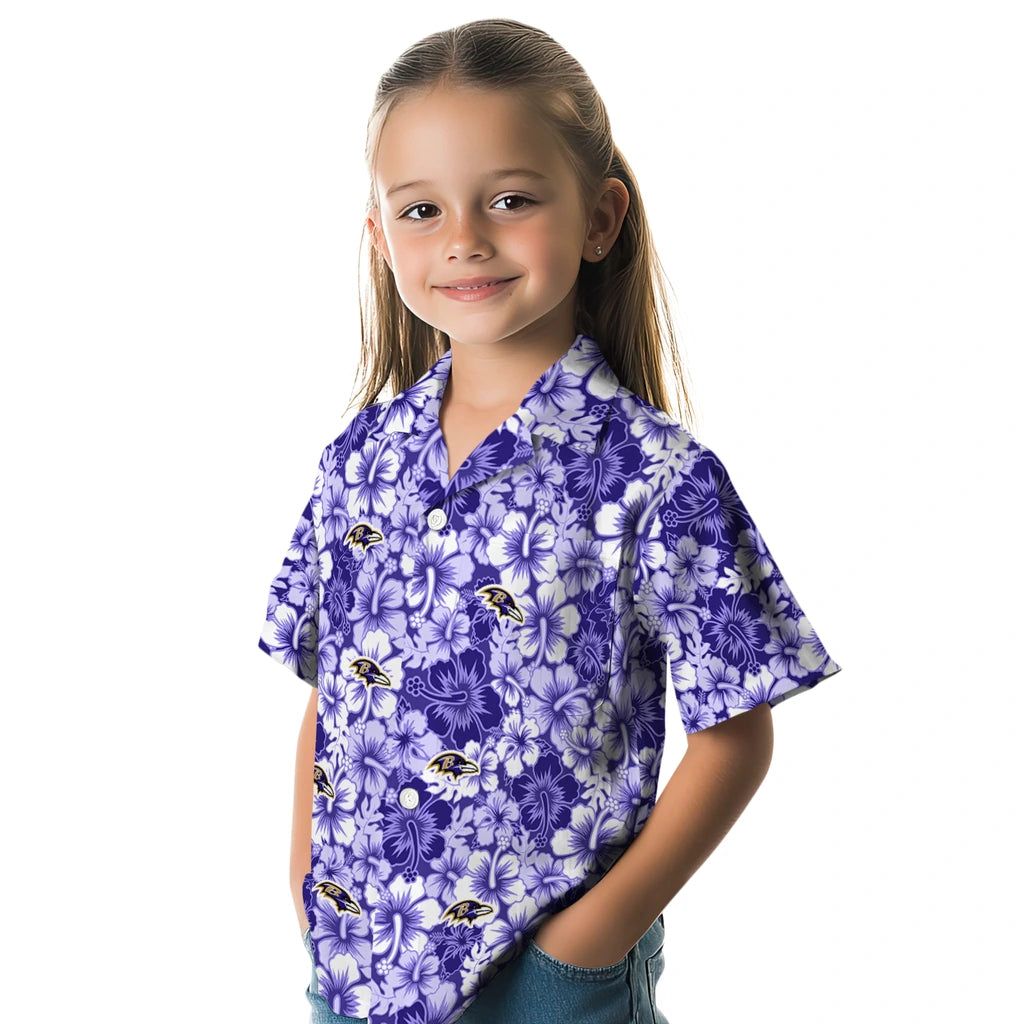 Baltimore Ravens Hawaiian Shirt - Hibiscus Blooms | Moonbestprint