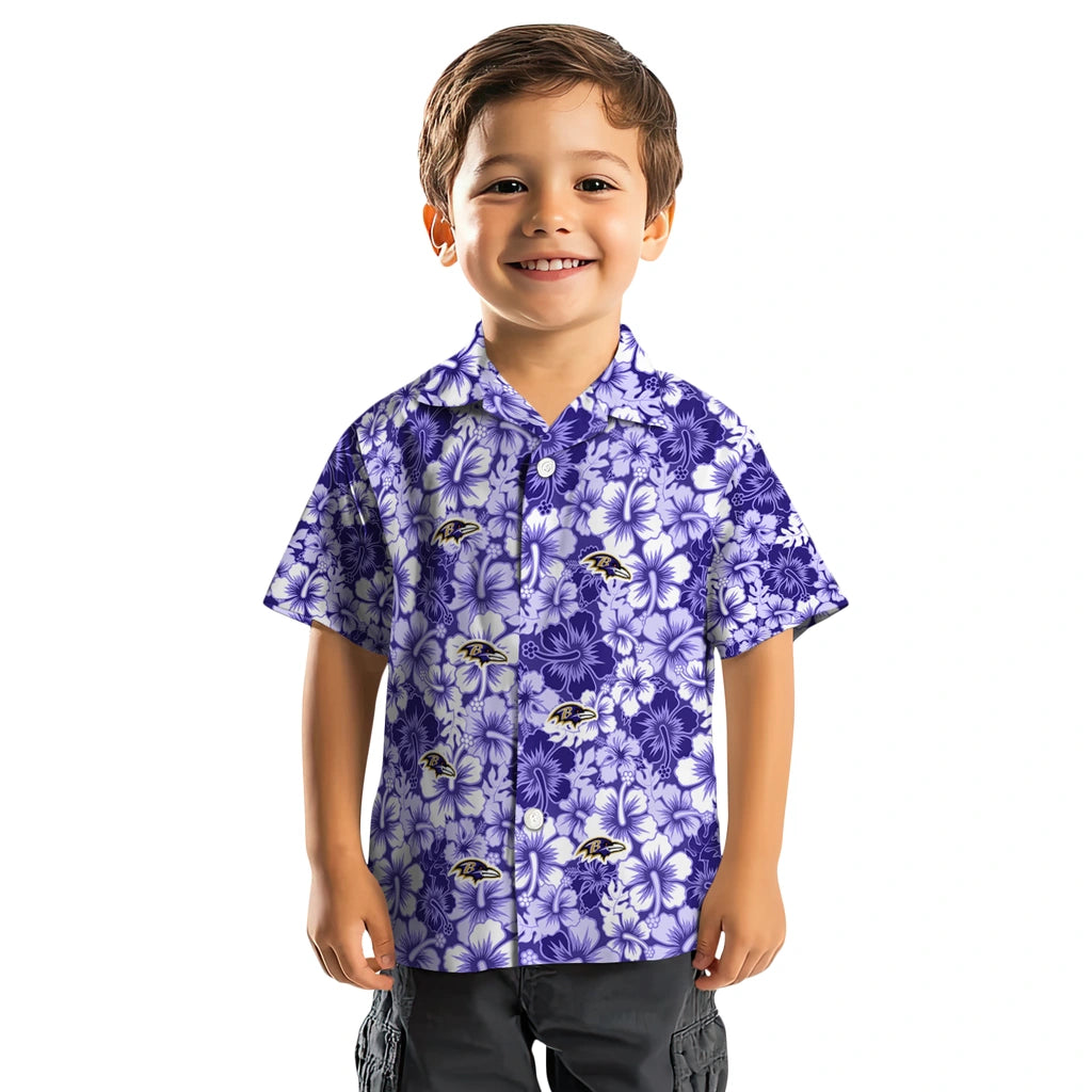 Baltimore Ravens Hawaiian Shirt - Hibiscus Blooms | Moonbestprint