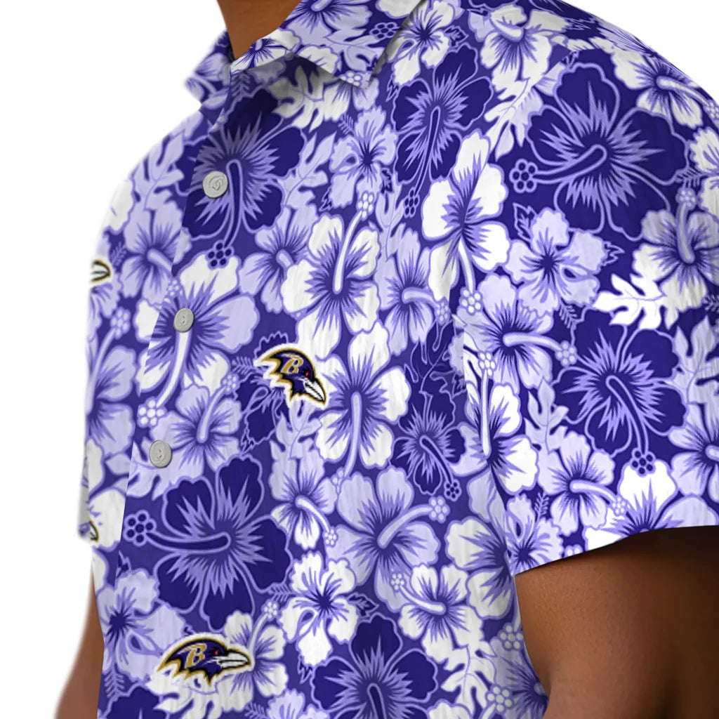 Baltimore Ravens Hawaiian Shirt - Hibiscus Blooms | Moonbestprint
