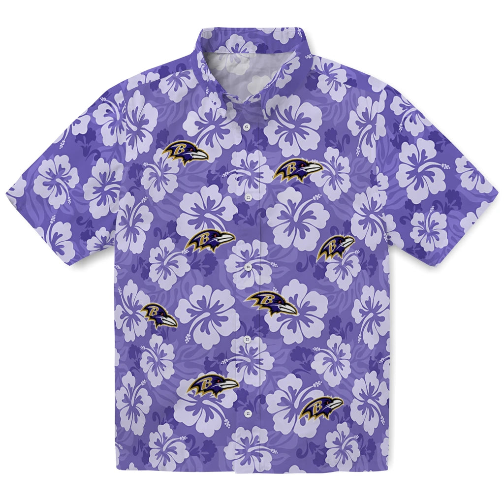 Baltimore Ravens Hawaiian Shirt - Hibiscus Cluster | Moonbestprint