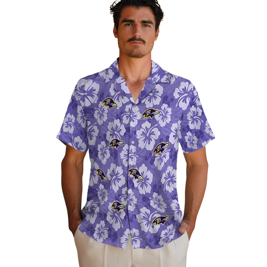Baltimore Ravens Hawaiian Shirt - Hibiscus Cluster | Moonbestprint