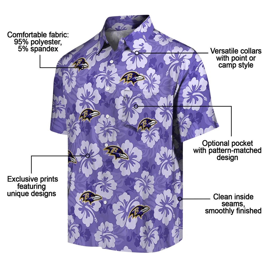 Baltimore Ravens Hawaiian Shirt - Hibiscus Cluster | Moonbestprint