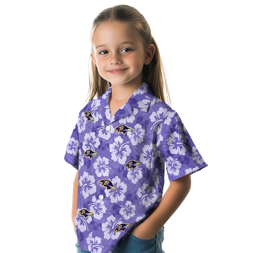 Baltimore Ravens Hawaiian Shirt - Hibiscus Cluster | Moonbestprint
