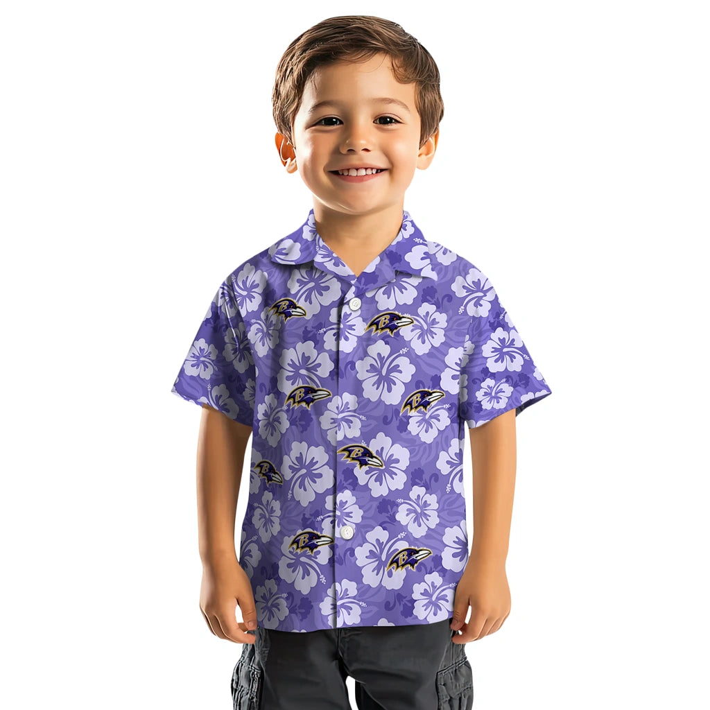 Baltimore Ravens Hawaiian Shirt - Hibiscus Cluster | Moonbestprint