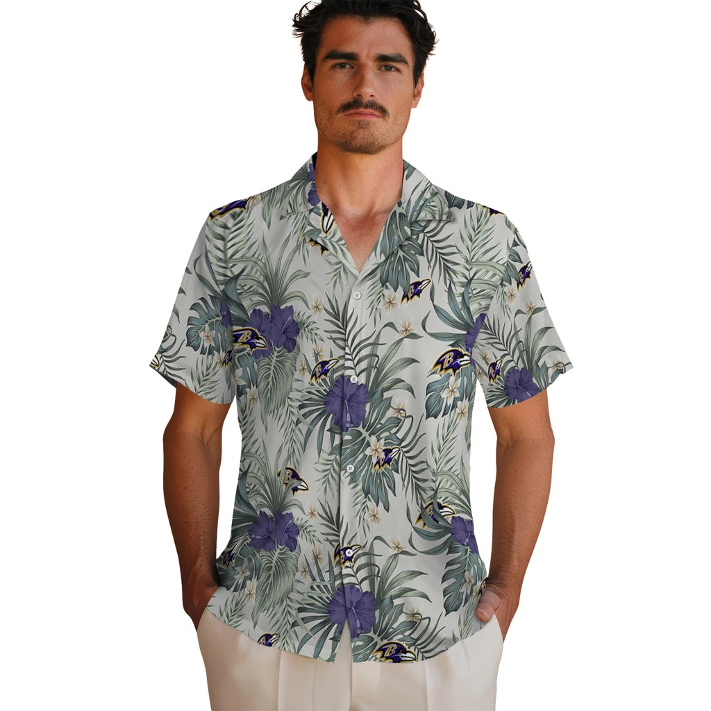 Baltimore Ravens Hawaiian Shirt - Hibiscus Designs | Moonbestprint